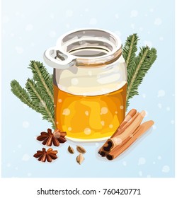 Cozy, winter still life, vector