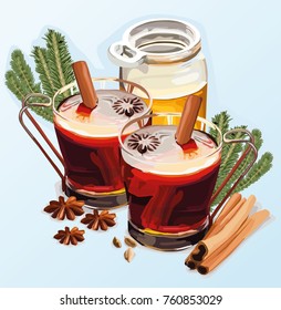 Cozy, winter still life, vector