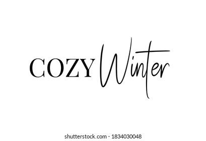 Cozy winter text typography card lettering. Design template Celebration typography banner, poster or greeting card for happy new year. Happy new year vector Illustration.