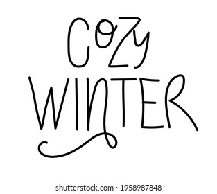 Cozy Winter text. Vector illustration. Calligraphy Lettering. Seasonal Design on white background. Banner design template. Motivation calligraphy for wall, poster, prints, cards, t-shirts