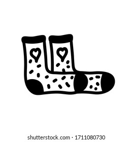 
Cozy women cute warm wool socks with a heart simple vector icon. sketch illustration isolated on white background