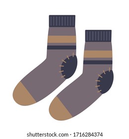 Cozy women cute warm woolen socks. Scandinavian style. Simple vector illustration.