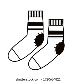 Cozy women cute warm woolen socks. Scandinavian style. Simple vector illustration.