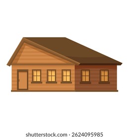 Cozy wooden suburban house with glowing windows, suggesting a warm and inviting atmosphere at twilight