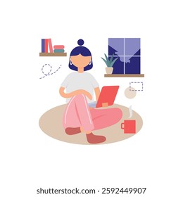 Cozy Work From Home Vector Illustration