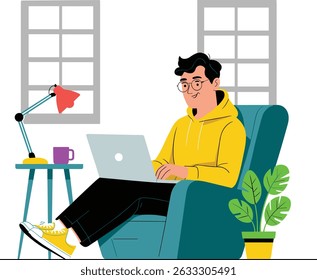 Cozy Work From Home Vector Scene