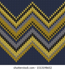 Cozy zig zal lines christmas knit geometric seamless pattern. Blanket knitwear structure imitation. Classic warm seamless knitted pattern. Repeatable background.