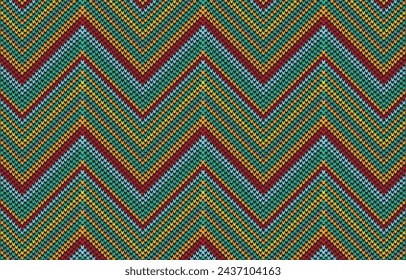 Cozy zigzag chevron stripes christmas knit geometric seamless pattern. Jacquard knit tricot fabric print. Classic warm seamless knitted pattern. Cozy textile print design.
