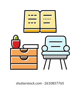 cozying up with a book autumn color icon vector. cozying up with a book autumn sign. isolated symbol illustration