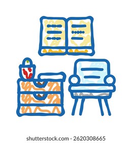cozying up with a book autumn doodle icon sketch vector. cozying up with a book autumn sign. isolated symbol illustration