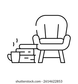 cozying up with a book autumn line icon vector. cozying up with a book autumn sign. isolated contour symbol black illustration