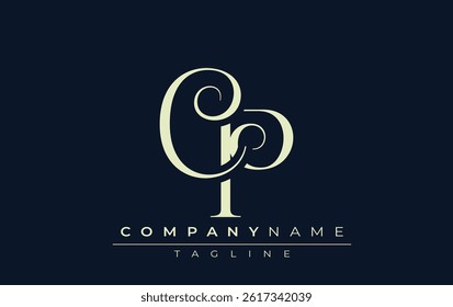 CP abstract Logo. Elegantly Designed Minimalist Monogram Logo with Stylish Lettering. Sophisticated and sleek minimalist monogram showcasing unique lettering design.