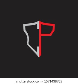 CP Abstract logo monogram with shield elements isolated on black background