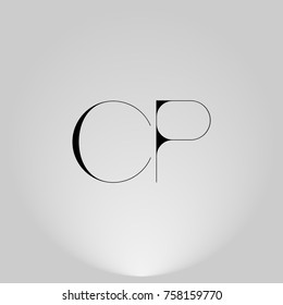 CP Black thin minimalist LOGO Design with Highlight on Gray background.