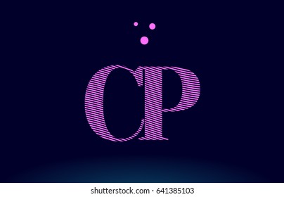 cp c p alphabet letter logo pink line stripes magenta purple blue font creative text dots company vector icon design template