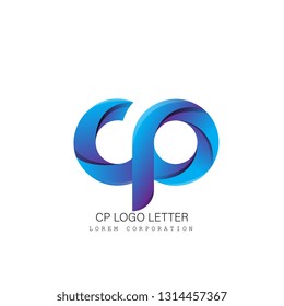 cp c p circle lowercase design of alphabet letter combination with infinity suitable as a logo for a company or business - Vector