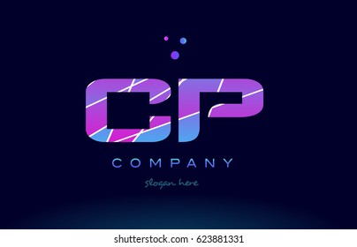 cp c p  creative color blue background pink purple magenta alphabet letter company logo vector icon