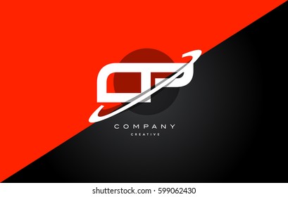 cp c p  red black white technology swoosh alphabet company letter logo design vector icon template 