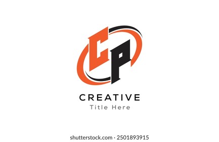 Logotipo creativo de la letra del PC con el área del círculo. Letra inicial CP enlazado círculo en mayúscula monograma logo. Diseño de Vector de logotipo de letra inicial CP.
