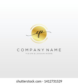CP handwriting initial logo template vector.
