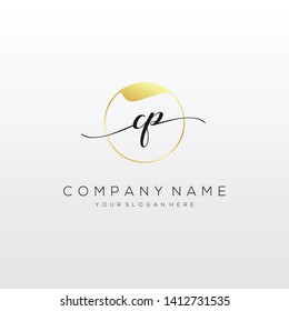 CP handwriting initial logo template vector.