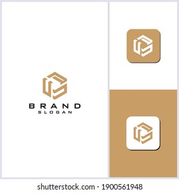 CP hexagon concept logo designs vector