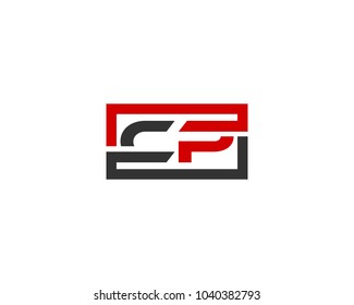 CP initial box letter logo template vector