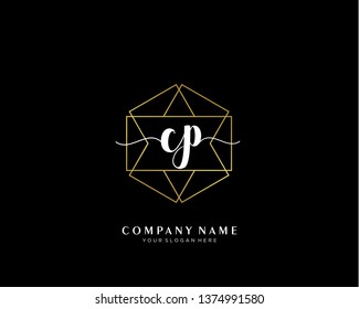 CP initial handwriting logo geometric template vector