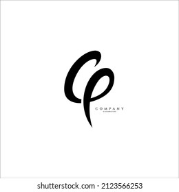 logotipo de escritura a mano inicial CP. Vector de firma de letra monográfica
