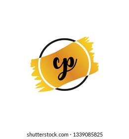 CP  Initial Handwriting logo template vector