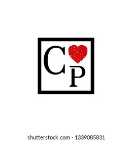 CP  Initial Handwriting logo template vector
