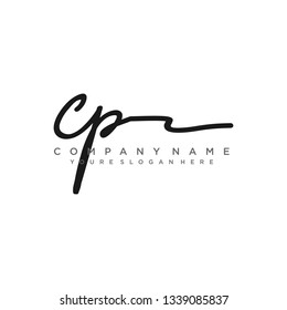 CP  Initial Handwriting logo template vector