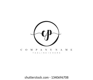 CP initial handwriting logo template vector