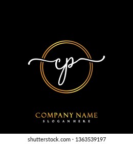 CP Initial Handwriting logo template vector