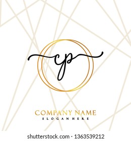 CP Initial Handwriting logo template vector