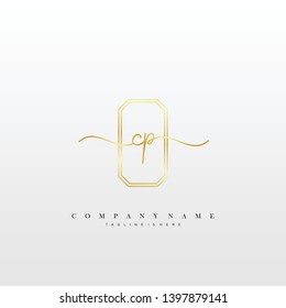 CP initial handwriting logo template vector