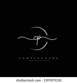CP initial handwriting logo template vector