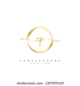 CP initial handwriting logo template vector