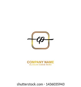 CP Initial handwriting logo template vector