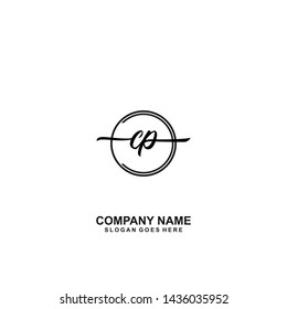 CP Initial handwriting logo template vector