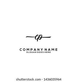 CP Initial handwriting logo template vector