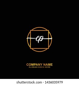 CP Initial handwriting logo template vector