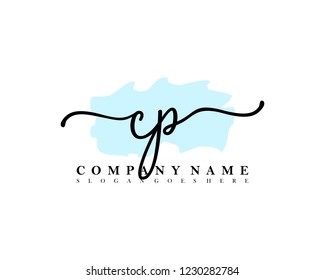 CP Initial handwriting logo vector