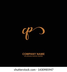 CP Initial handwriting logo vector