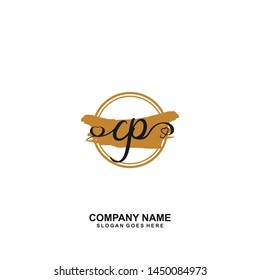 CP Initial handwriting logo vector