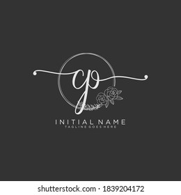 CP Initial handwriting logo vector