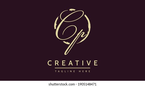 Cp Initial handwriting logo vector