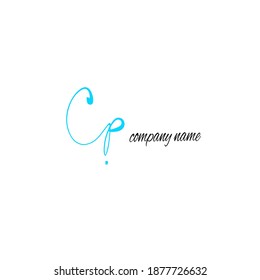 CP initial handwritten calligraphy, for monogram and logo.