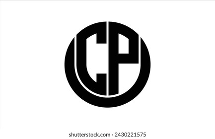 CP initial letter geometric creative circle shape icon logo design vector template. monogram, letter mark, circle, calligraphy, symbol, emblem, elegant, abstract, wordmark, sign, art, typography, icon
