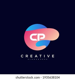 CP Elementos de la plantilla de diseño de iconos del logotipo de la carta inicial con el arte colorido de la onda.
